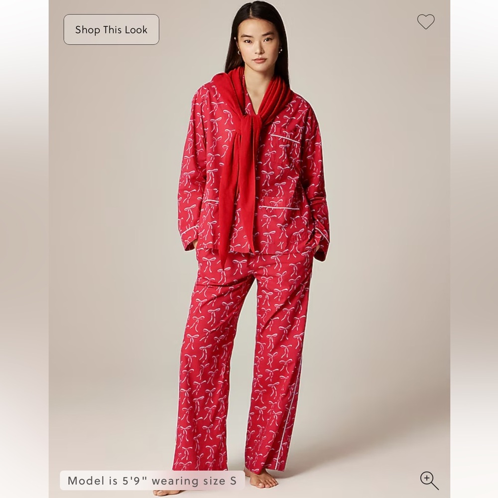 J.Crew Cotton poplin pajama pant set in vintage bow print